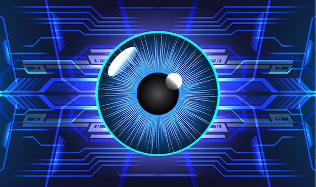 Fondo de concepto de tecnología futura de circuito ojo azul cyber