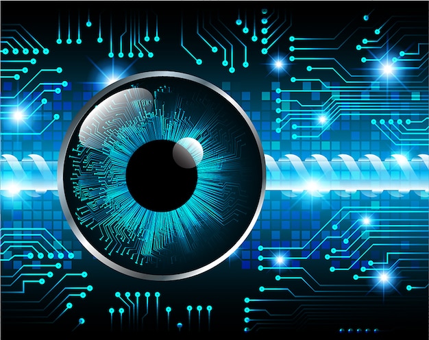 Fondo de concepto de tecnología futura de circuito ojo azul cyber