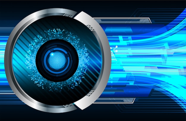 Fondo de concepto de tecnología futura de circuito ojo azul cyber