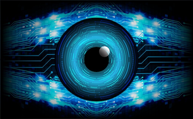 Fondo de concepto de tecnología futura de circuito ojo azul cyber