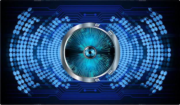 Fondo de concepto de tecnología futura de circuito ojo azul cyber