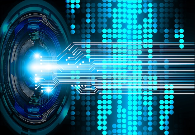 Fondo de concepto de tecnología futura de circuito ojo azul cyber