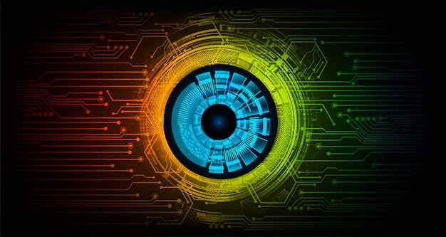 Fondo de concepto de tecnología futura de circuito ojo azul cyber