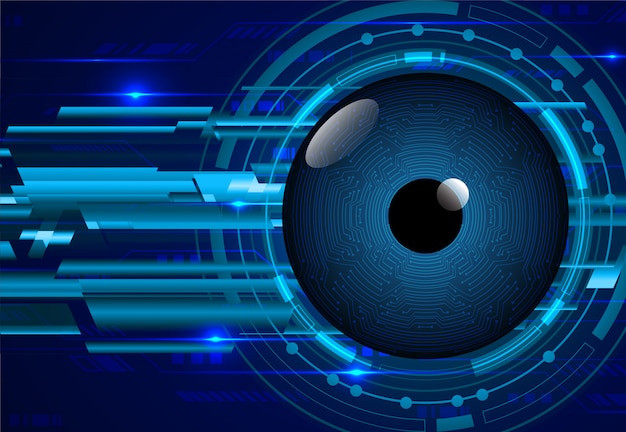 Fondo de concepto de tecnología futura de circuito ojo azul cyber