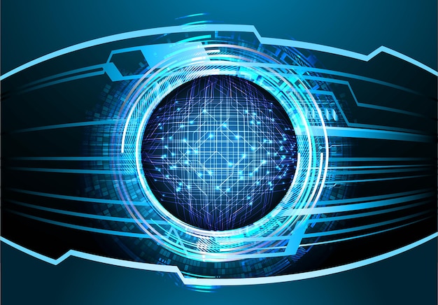 Fondo de concepto de tecnología futura de circuito ojo azul cyber