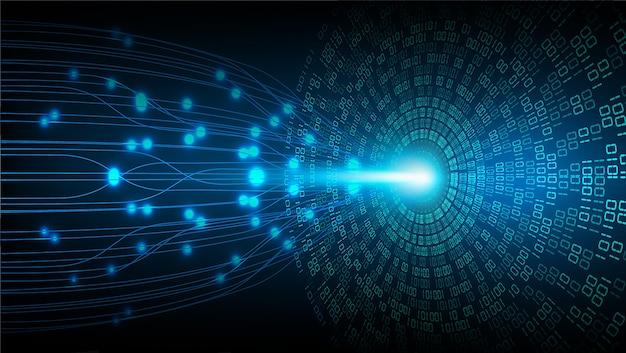 Fondo de concepto de tecnología futura de circuito ojo azul cyber