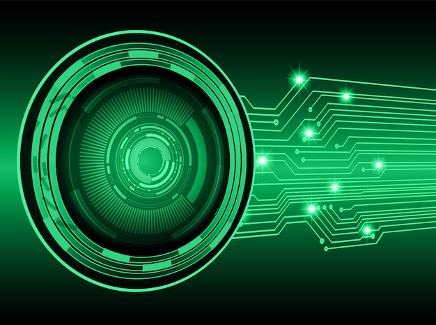 Fondo de concepto de tecnología futura de circuito ojo verde cyber