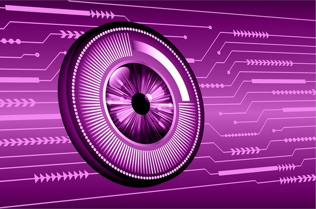 Fondo de concepto de tecnología futura de circuito púrpura cyber eye