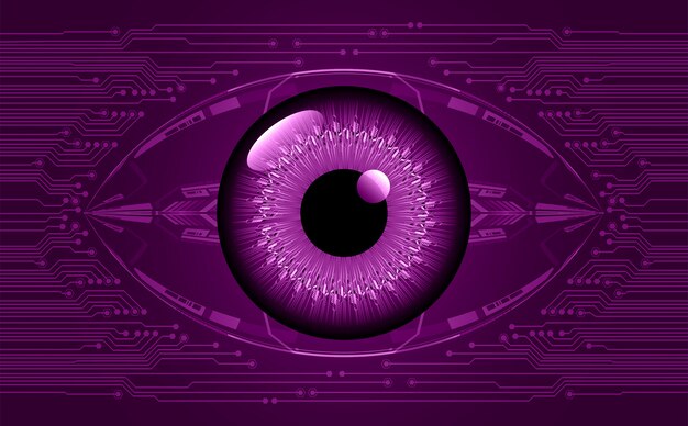 Fondo de concepto de tecnología futura de circuito púrpura cyber eye