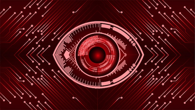 Fondo de concepto de tecnología futura de circuito rojo cibernético