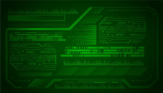 Fondo de concepto de tecnología futura de circuito verde cibernético de HUD