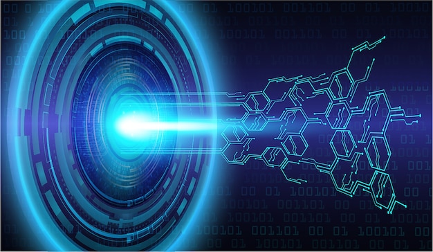 Fondo del concepto de tecnología futura cyber de bola azul del ojo