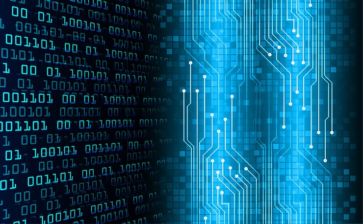 Vector fondo de concepto de tecnología futuro cyber ojo azul