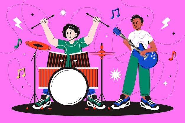 Fondo de concierto de música dibujado a mano