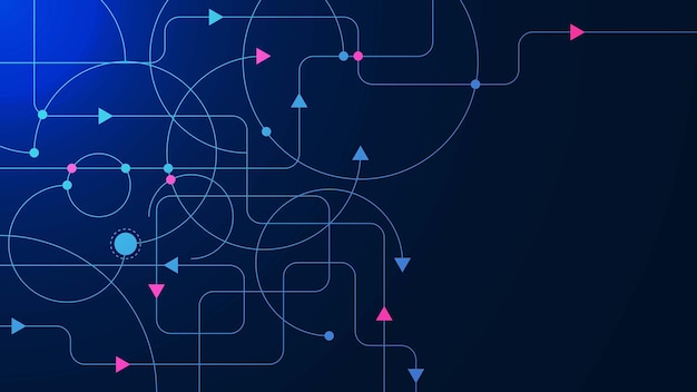 Fondo de conexión de red con puntos y líneas circulares conectadas para el diseño de conceptos tecnológicos
