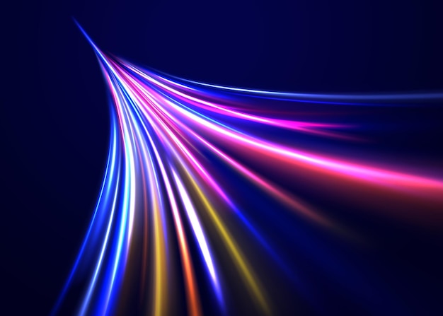 Fondo de conexión de velocidad Efecto de los faros de los automóviles de la autopista Fondo del vector de conexión de velocidade