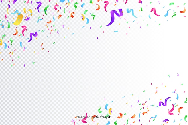 Fondo de confeti de colores realistas