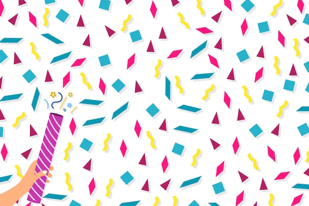 Fondo de confeti cortado en papel de colores Impresión vectorial de confeti disparado a mano