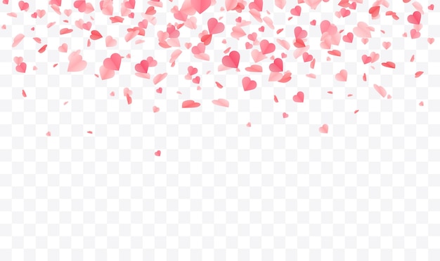 Fondo de confeti de forma de corazones Diseño de día de San Valentín