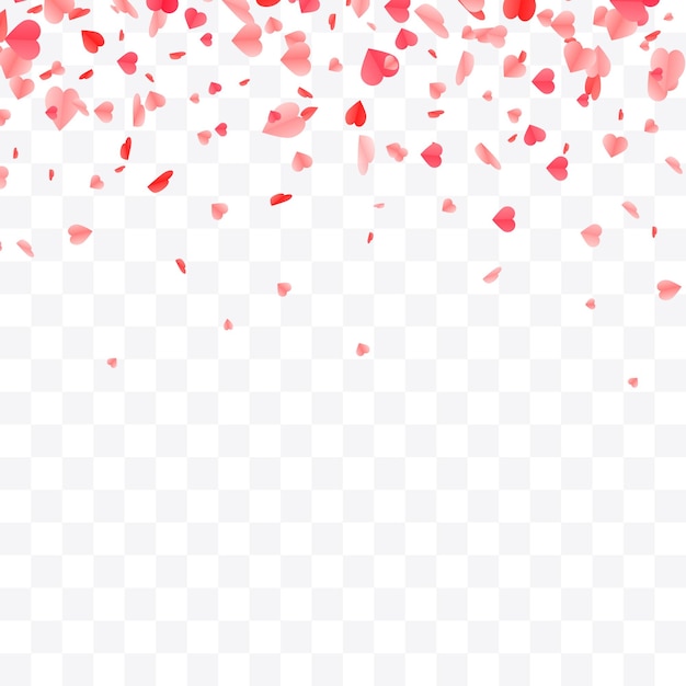 Fondo de confeti de forma de corazones Diseño de día de San Valentín