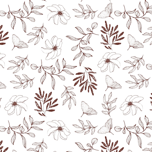 Fondo continuo floral dibujado a mano