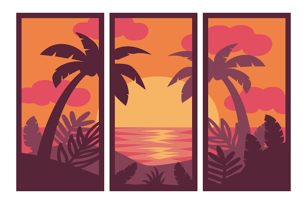 Vector fondo continuo de playa tropical