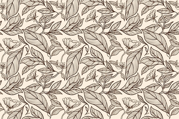 Fondo de contorno floral dibujado a mano