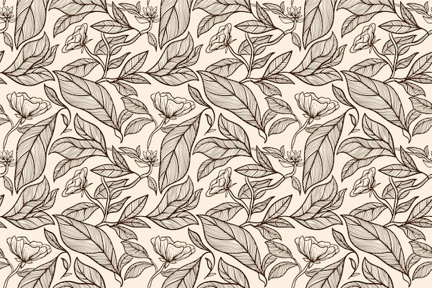 Vector fondo de contorno floral dibujado a mano