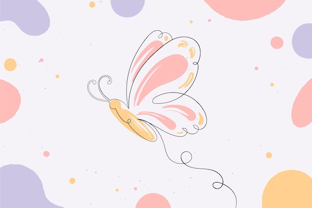 Vector fondo de contorno de mariposa dibujada a mano