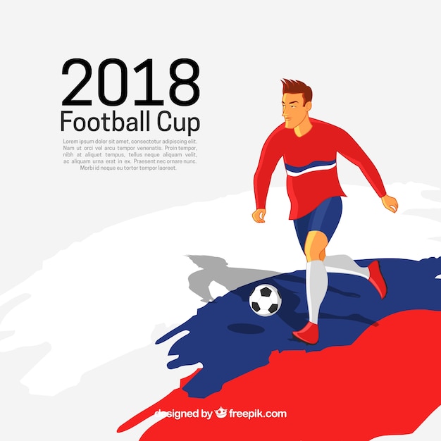 Vector fondo de copa mundial de fútbol con jugador