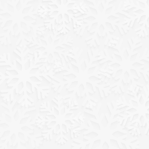 Fondo de copo de nieve cuadrado blanco, plantilla de saludo de vector.
