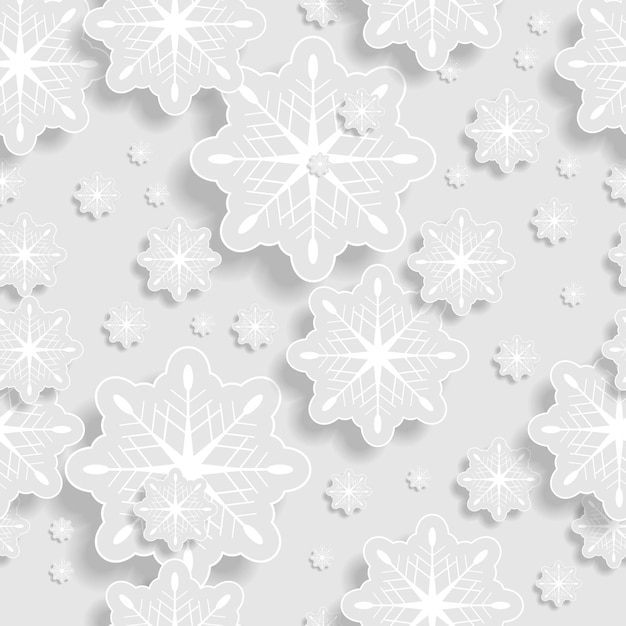 Vector fondo de copos de nieve de papel abstracto gris y blanco