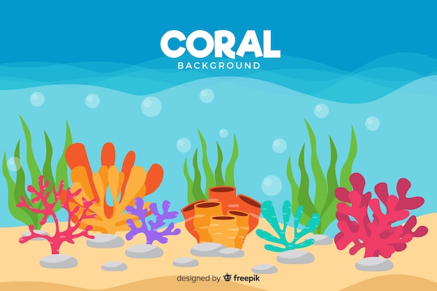 Fondo de corales en diseño plano