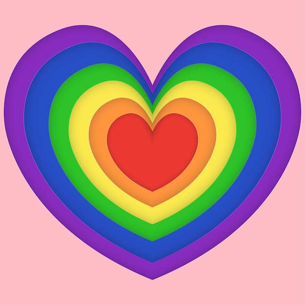Vector fondo de corazón de arco iris en estilo de corte de papel