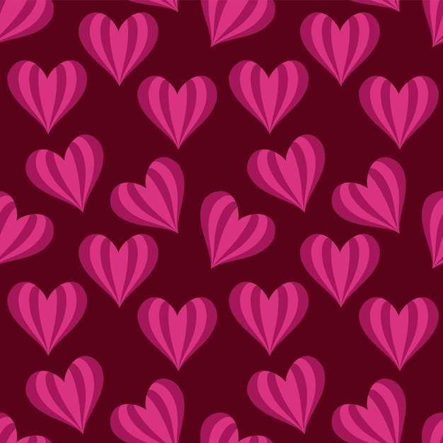 Fondo de corazón sin costuras rosa y rojo oscuro corazones textura corazones gráficos vectoriales de fondo