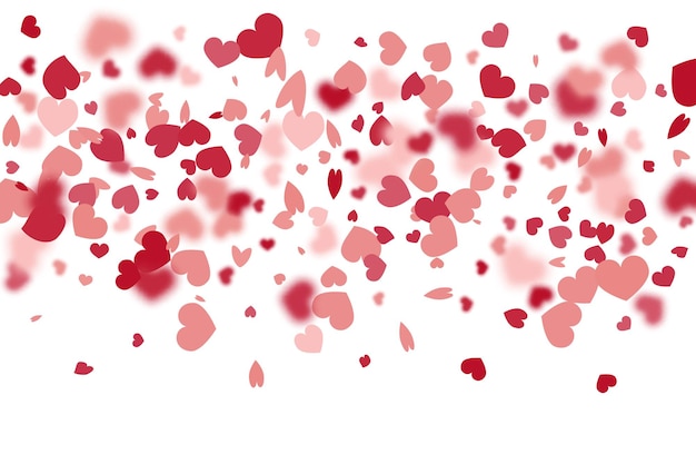 Fondo del corazón. Tarjeta del día de San Valentín con corazones clásicos. Banner del 8 de marzo con corazón plano. Explosión como signo. Plantilla vectorial para la tarjeta del día de la madre. Plantilla vacía de confeti vintage. Rosa rojo