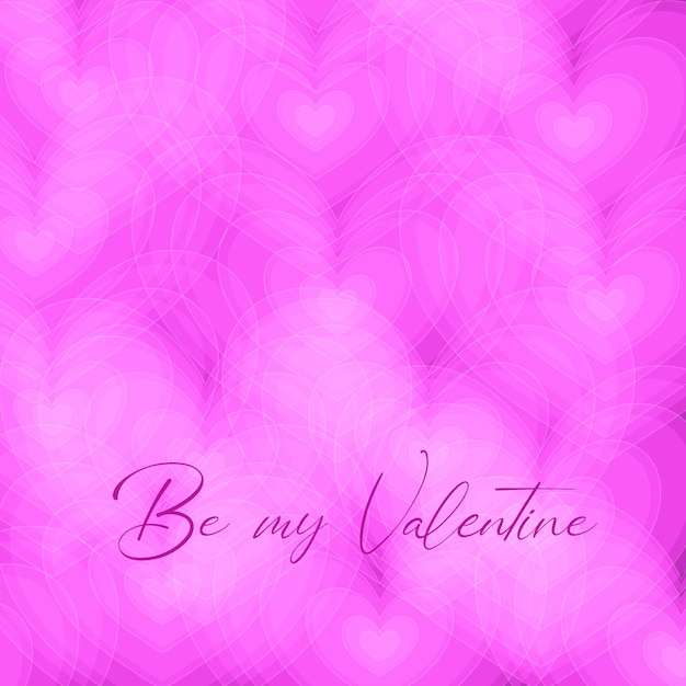 Vector fondo de corazones de color rosa feliz día de san valentín be my valentine