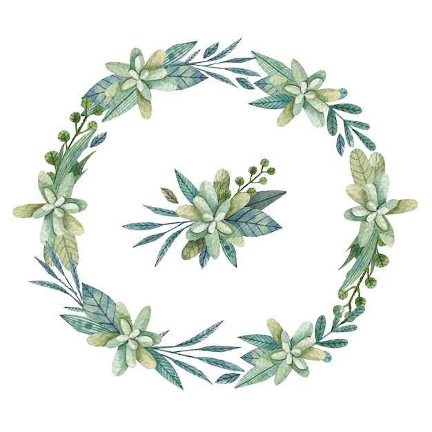 Vector fondo con corona floral verde