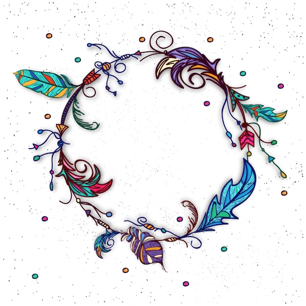 Fondo de corona de plumas de colores