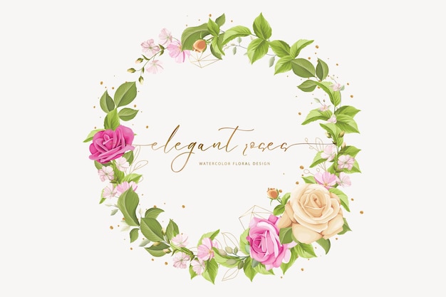 Fondo de corona de rosas dibujada a mano