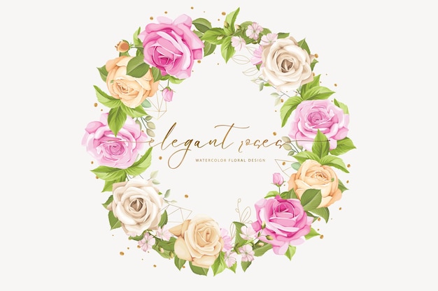Fondo de corona de rosas dibujada a mano