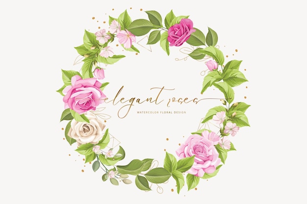 Fondo de corona de rosas dibujada a mano