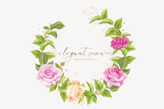 Fondo de corona de rosas dibujada a mano