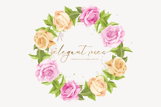 Fondo de corona de rosas dibujada a mano
