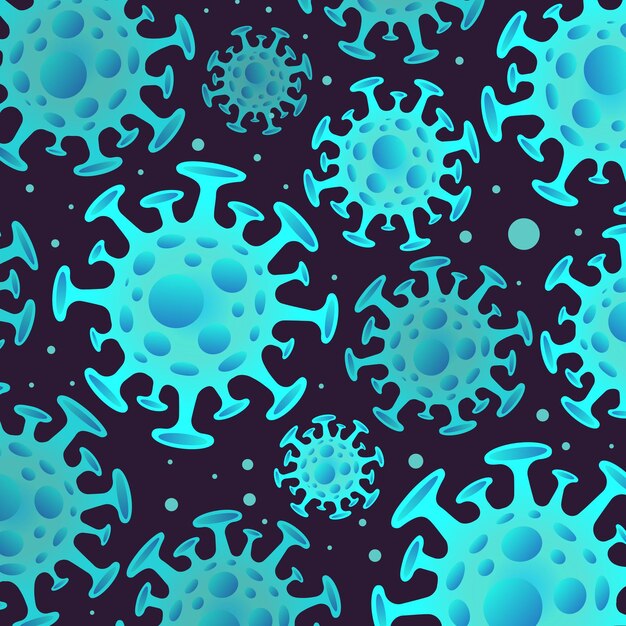 Fondo de coronavirus con bacterias Nuevo coronavirus 2019nCoV pandemia global Concepto de infección por virus Papel tapiz médico Cuarentena de coronavirus Vector 10 eps