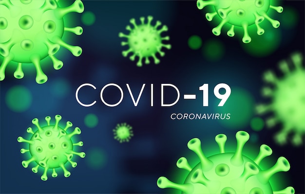 Fondo de coronavirus COVID-19 con células de virus realistas.