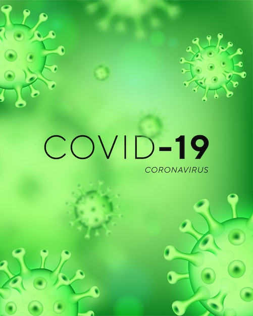 Fondo de coronavirus covid-19 con células de virus realistas.