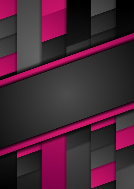 Fondo corporativo abstracto de alta tecnología rosa y negro diseño de volante geométrico de tecnología vectorial