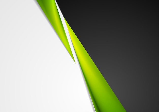 Fondo corporativo abstracto gris y negro con rayas verdes brillantes Diseño vectorial