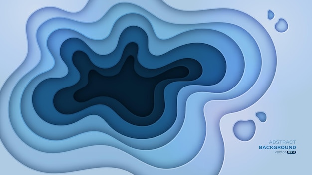 Fondo de corte de papel capa azul abstracta objetos de flexión suave ilustración vectorial